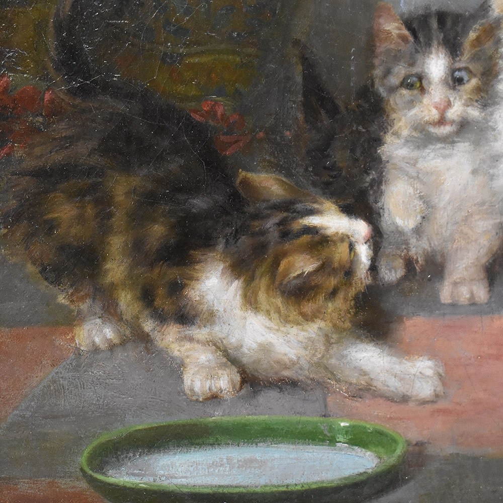 QA624 1 antique oil painting cats old painting XIX century.jpg